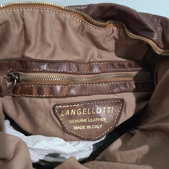 LANGELLOTTI Leather Brown Boho Convertible Bag - Picture 8 of 13
